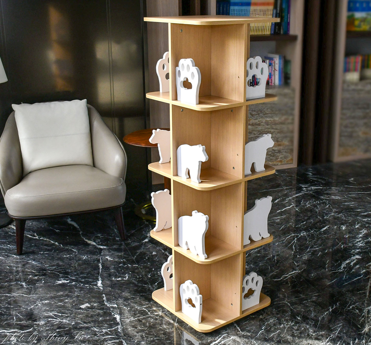 旋轉書架好用嗎【jolly小熊旋轉書櫃】早鳥限量買就送小朋友單人閱讀沙發