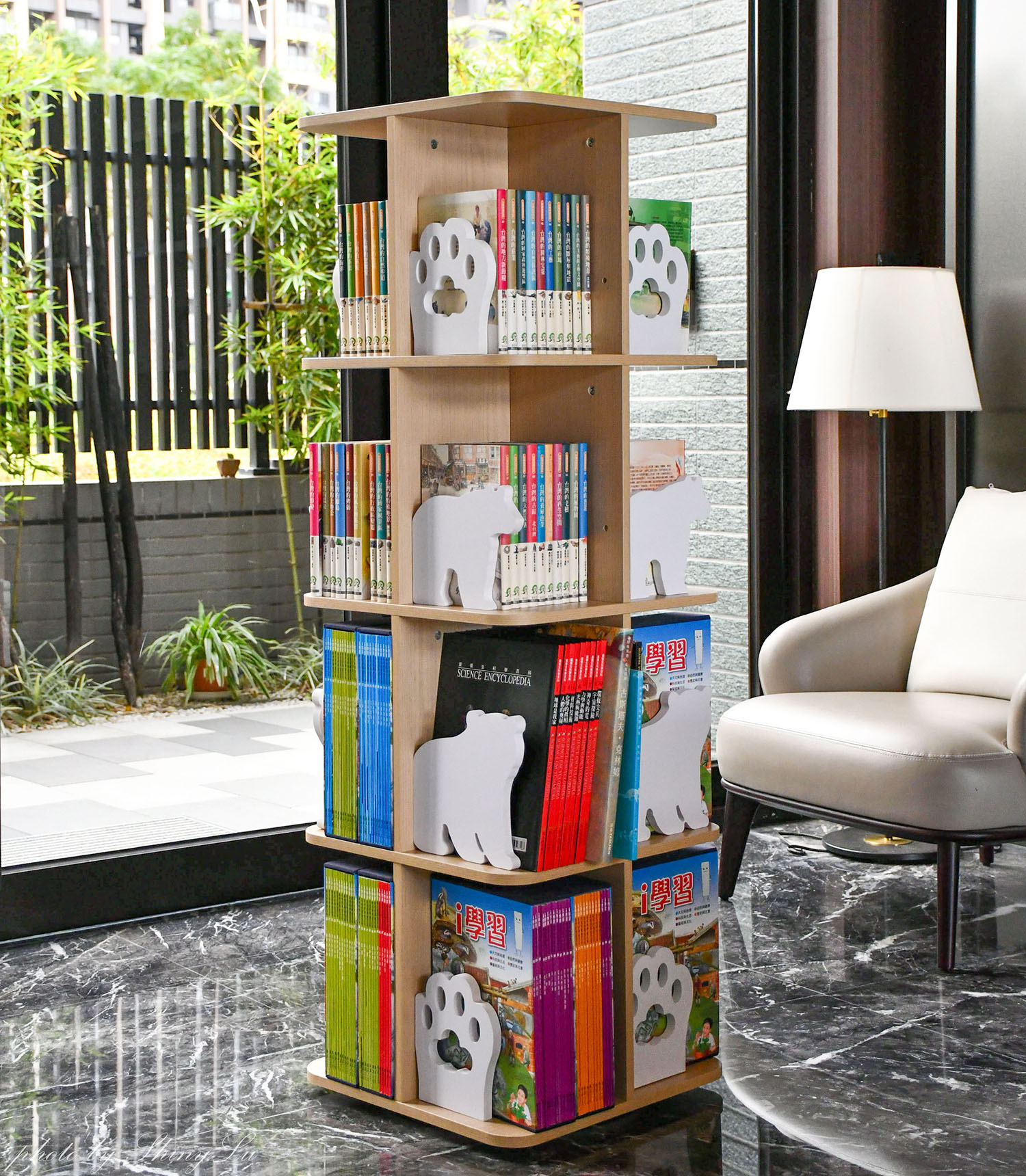 旋轉書架好用嗎【jolly小熊旋轉書櫃】早鳥限量買就送小朋友單人閱讀沙發