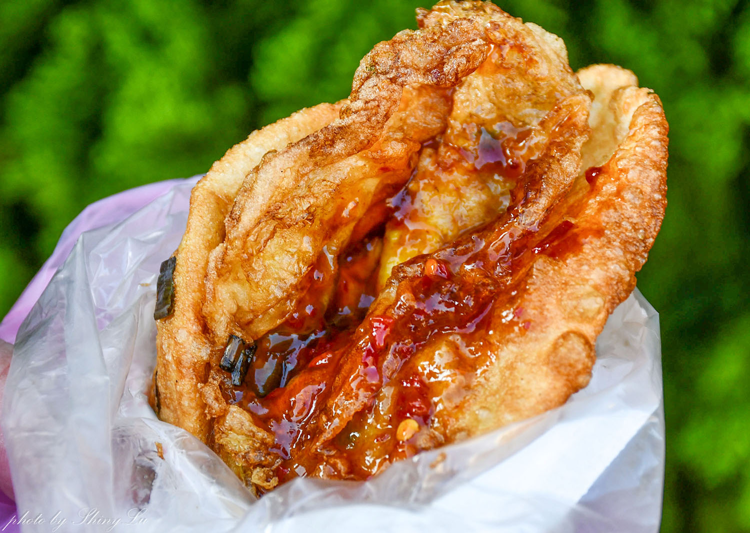 招牌倒過來！鮮肉蔥油餅 (高雄蔥油餅)大園小吃推薦